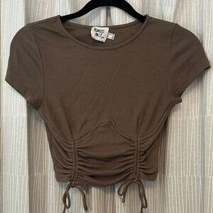 Princess Polly Army Green Ruched Drawstring Crop Top